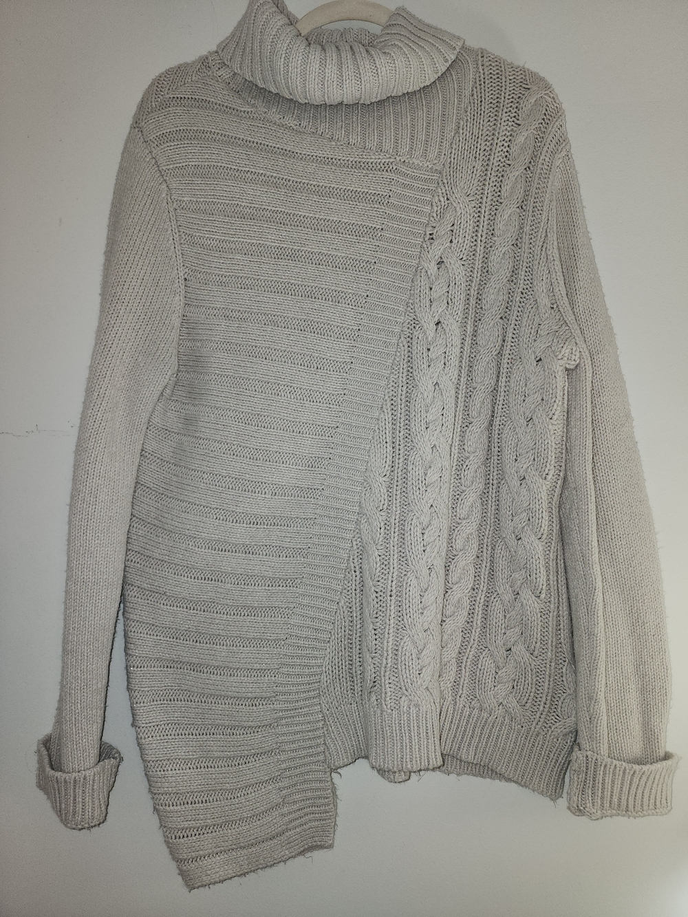 Simply Vera Vera Wang Light Gray Cable & Rib Turtleneck Sweater Size Xl